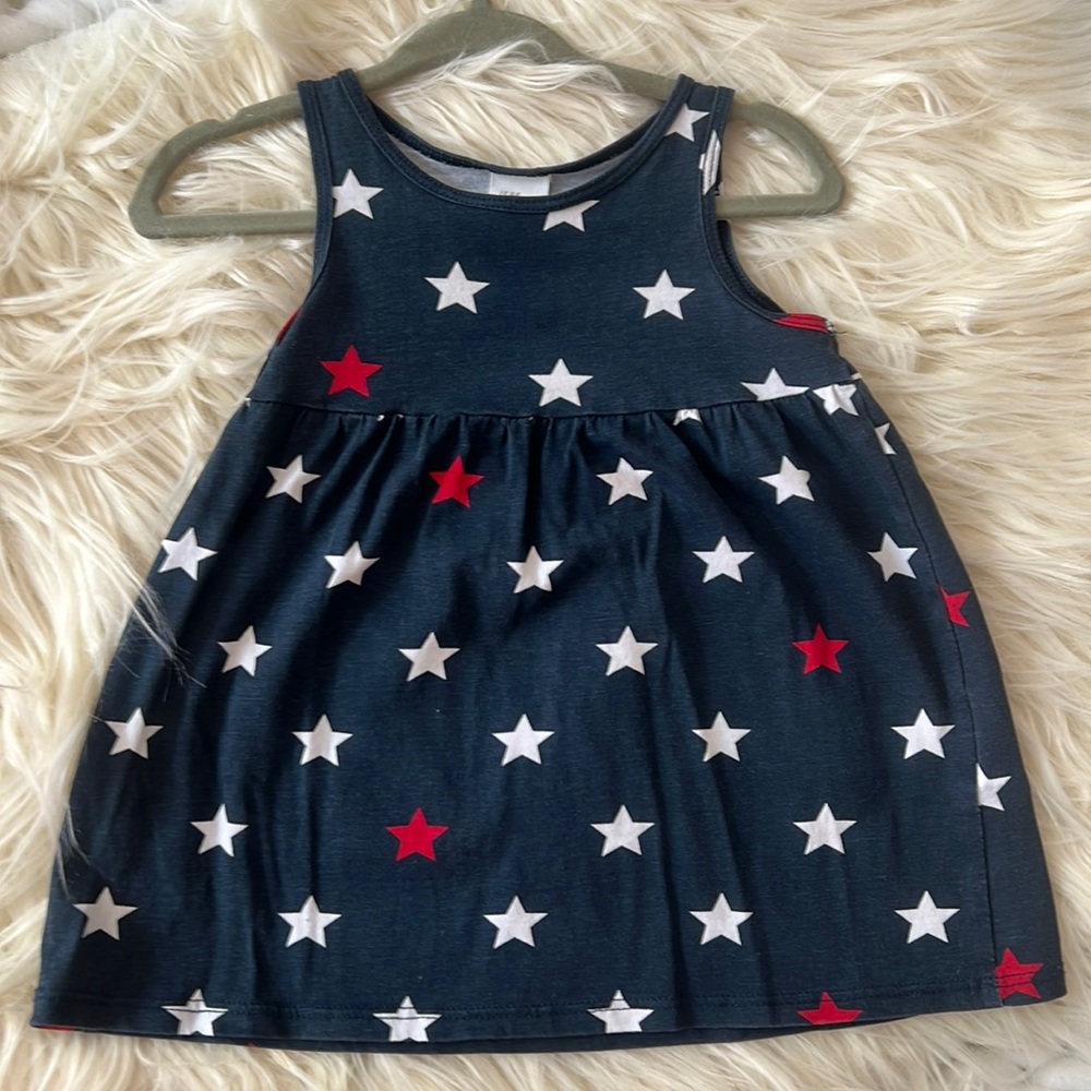 H&M baby girl red white and blue stars dress. 100% cotton size 6-9 months 6-9M.